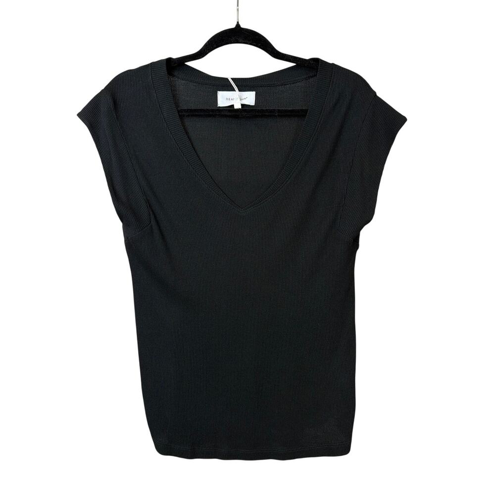 NWT Dear John Black V-Neck Short Sleeve Top Size S
